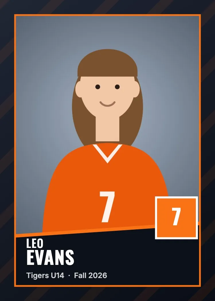 Sports trading card example in the Bold style, black and orange