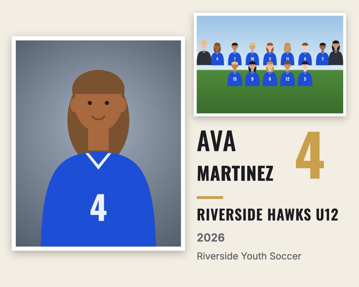 Example memory mate with a player portrait on the left and the team photo, name, number and team on the right