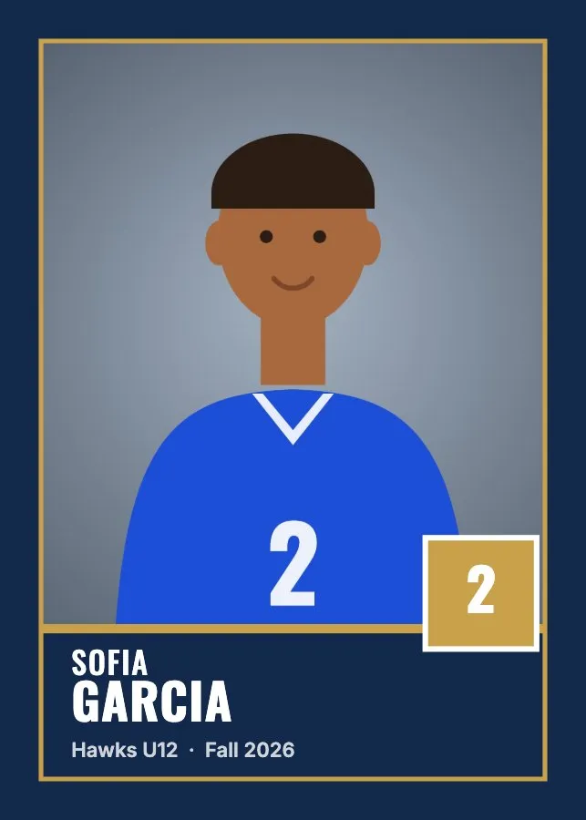 Trading card sample with portrait, name plate and jersey number
